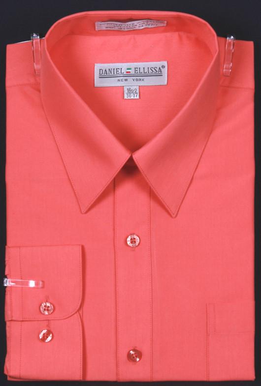 Men's Coral Long Sleeve Dress Shirt ...